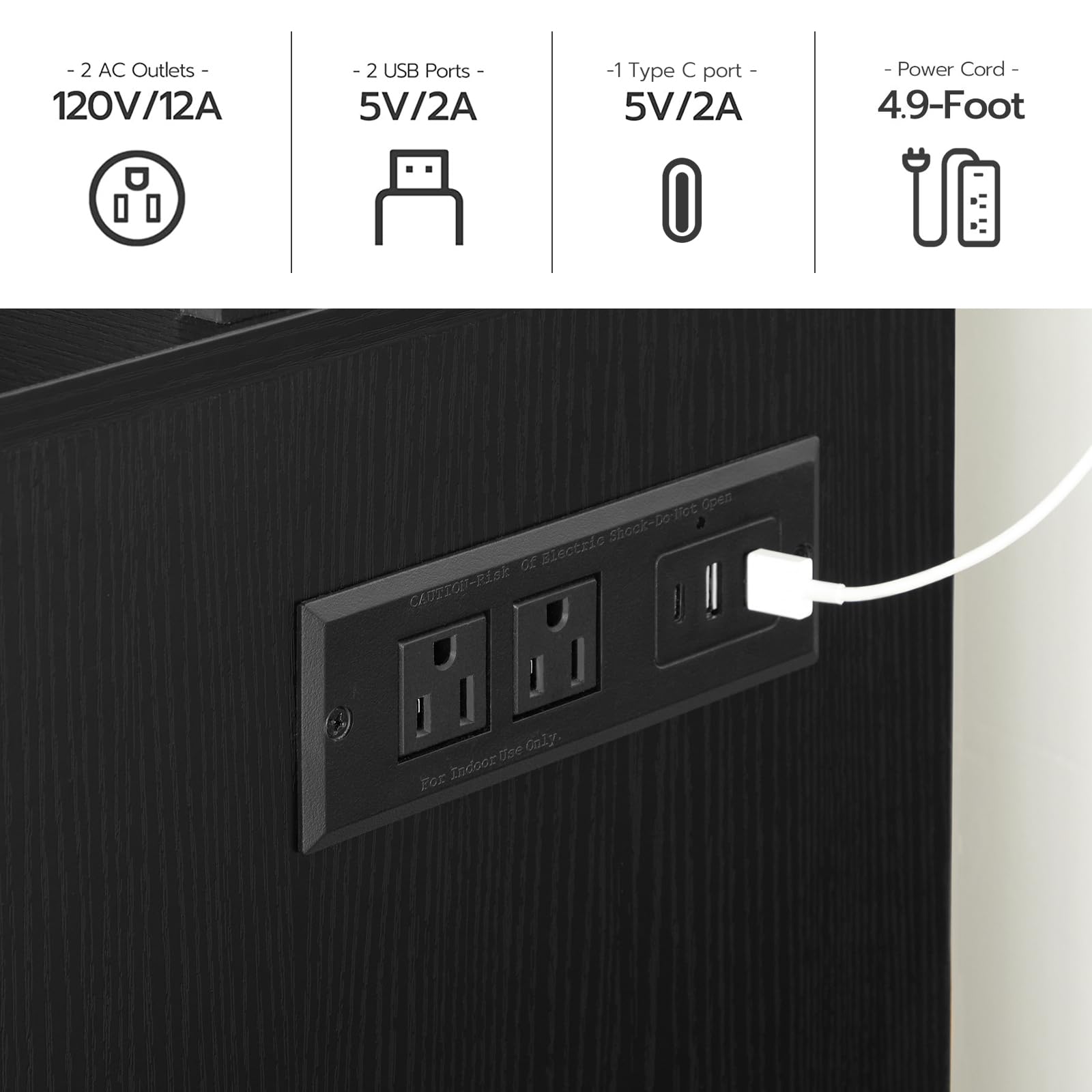 HOOBRO Freestanding Wine Bar Cabinet with LED Lights & Power Outlets - Modern Kitchen Bar Storage for Wine Glasses, Liquor Bottles & Coffee Essentials - Perfect for Living Room, Dining Room & Home Entertainment Areas (Black, Model BK78UDJG01)