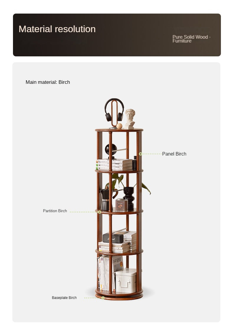 Solid Poplar Wood Rotating Bookshelf - 360° Swivel Floor Bookcase for Living Room, Office & Bedroom Storage & Organization