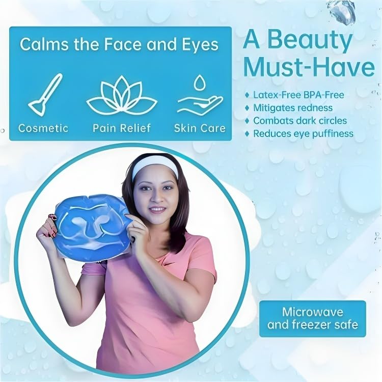 Cooling Face Mask for Puffy Eyes & Swelling Relief | Soothing Gel Eye Mask for Stress & Fatigue | Perfect for Travel, Work & Home Relaxation (1 Pack)