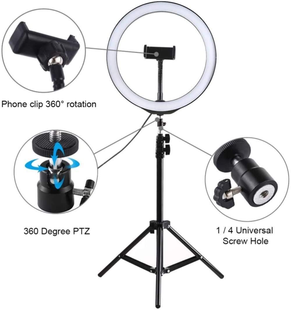HMTE 26CM LED Ring Light with Tripod Stand - Selfie Photography Light, Beauty Lamp for Live Streaming, YouTube Videos & TikTok - Perfect for Makeup, Vlogging & Phone Photography