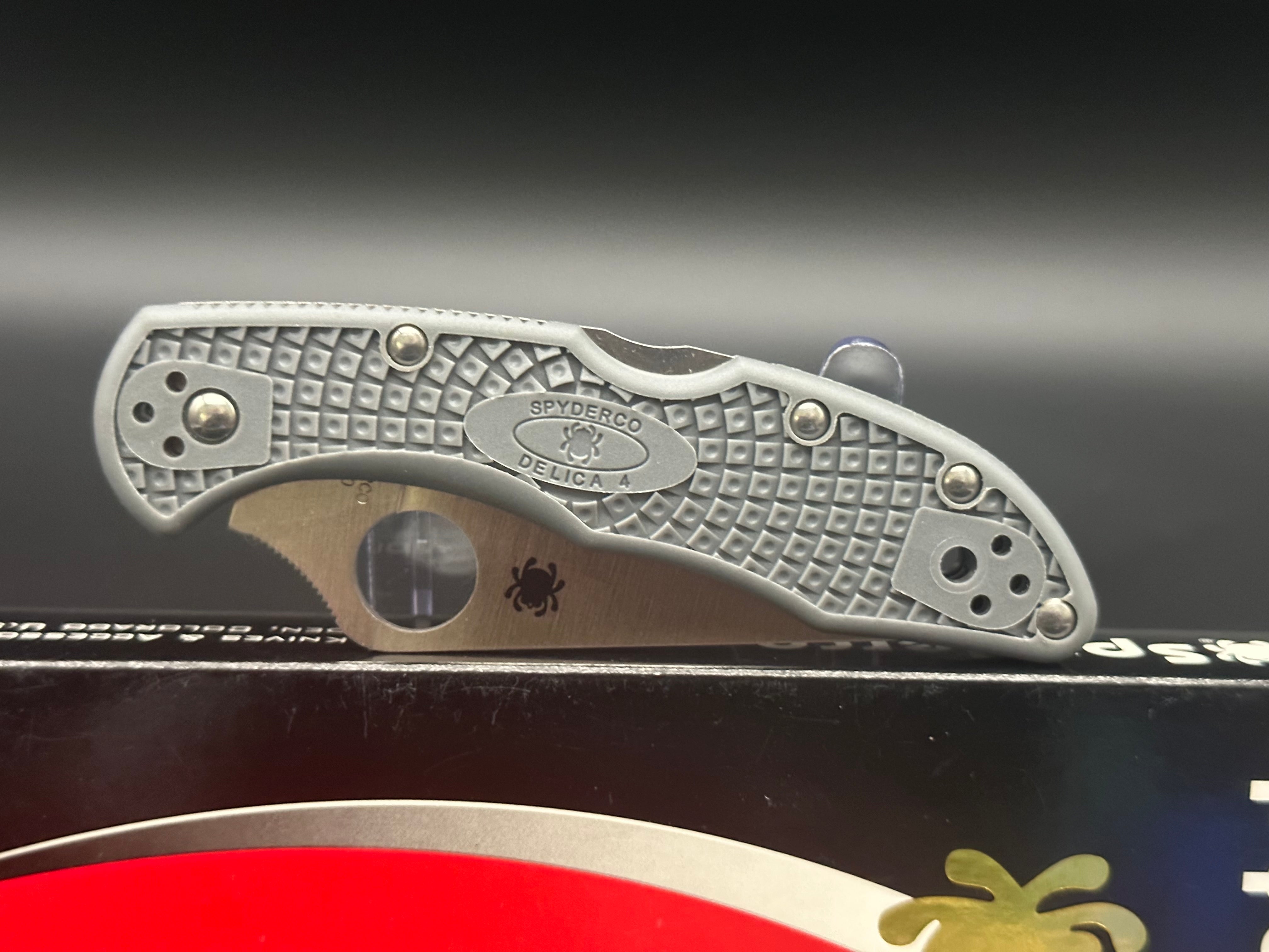 Spyderco Delica 4 Lightweight Folding Knife - Grey FRN Handle, VG-10 Steel Blade - Perfect for EDC, Outdoor Adventures & Everyday Carry