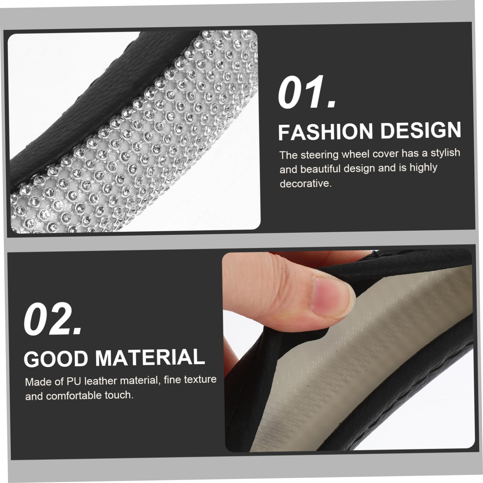 Gatuida Rhinestone Steering Wheel Cover for Women - Universal Fit, Non-Slip, Comfortable & Easy to Install - Protects Car Wheel from Scratches & Wear - Perfect for Daily Commute, Road Trips & Luxury Car Interiors