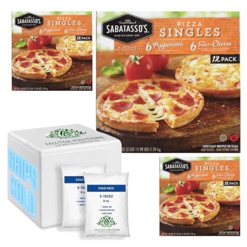 Sabatasso's Pizza Singles Variety Pack - 12 Count (Pack of 3) | Frozen Gluten-Free Pizzas | Quick Lunch, Snacks & Party Food | Perfect for School, Office & Family Gatherings