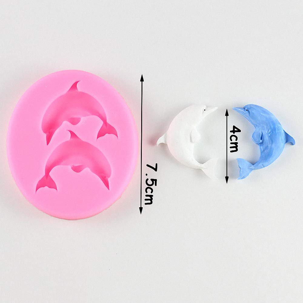 Premium Set of 2 Dolphin & Whale Silicone Fondant Molds - DIY Cake Decorating Tools for Cupcakes, Chocolate, Candy, Polymer Clay & Resin Crafts - Perfect for Birthday Parties, Baby Showers & Ocean-Themed Desserts