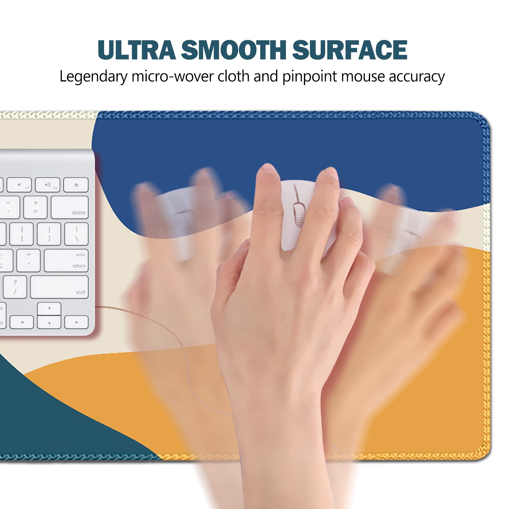 Large Extended Gaming Mouse Pad with Stitched Edges - Non-Slip Rubber Base Keyboard Mouse Mat (31.5x11.8 Inch) for Office, Home & PC Gaming - Abstract Morandi Design - Perfect for Work, Gaming & Computer Desks