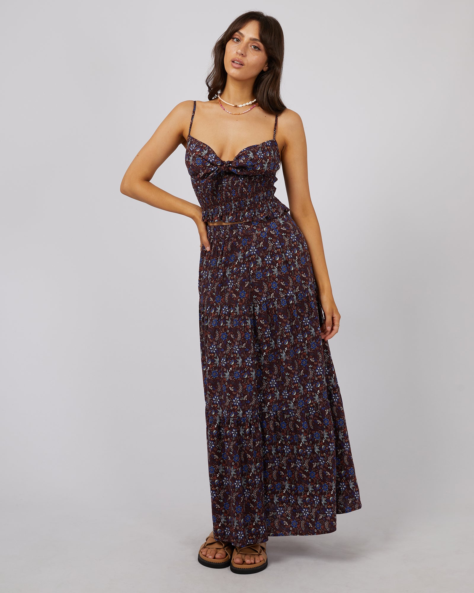 Eve Millie Floral Print Maxi Skirt for Women - Boho Summer Beach Dress with Side Slit | Perfect for Vacations, Weddings & Outdoor Parties