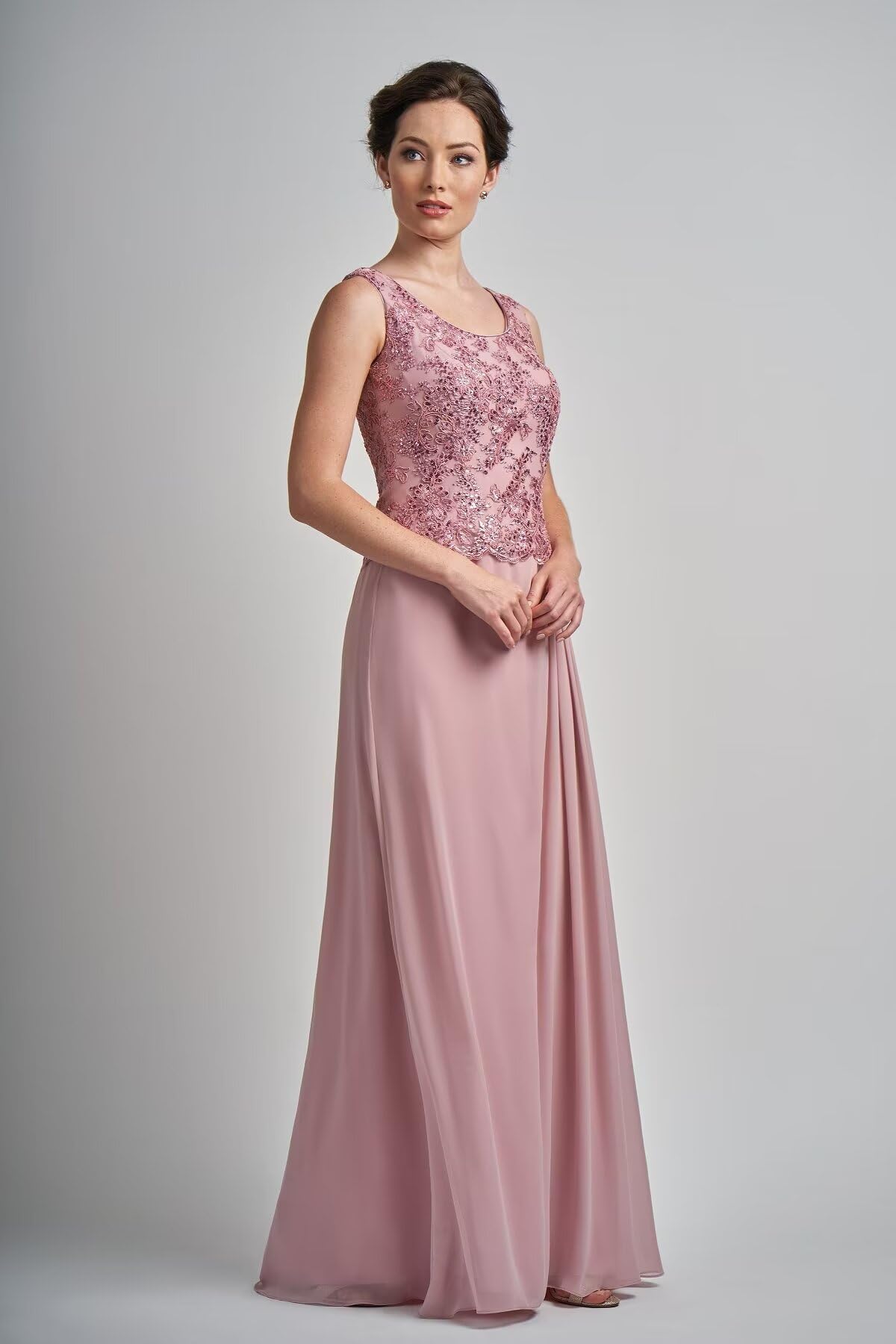 2-Piece Lace Applique Mother of The Bride Dress Set with Jacket - Elegant Chiffon Formal Gown for Women - Perfect for Weddings, Receptions & Special Occasions
