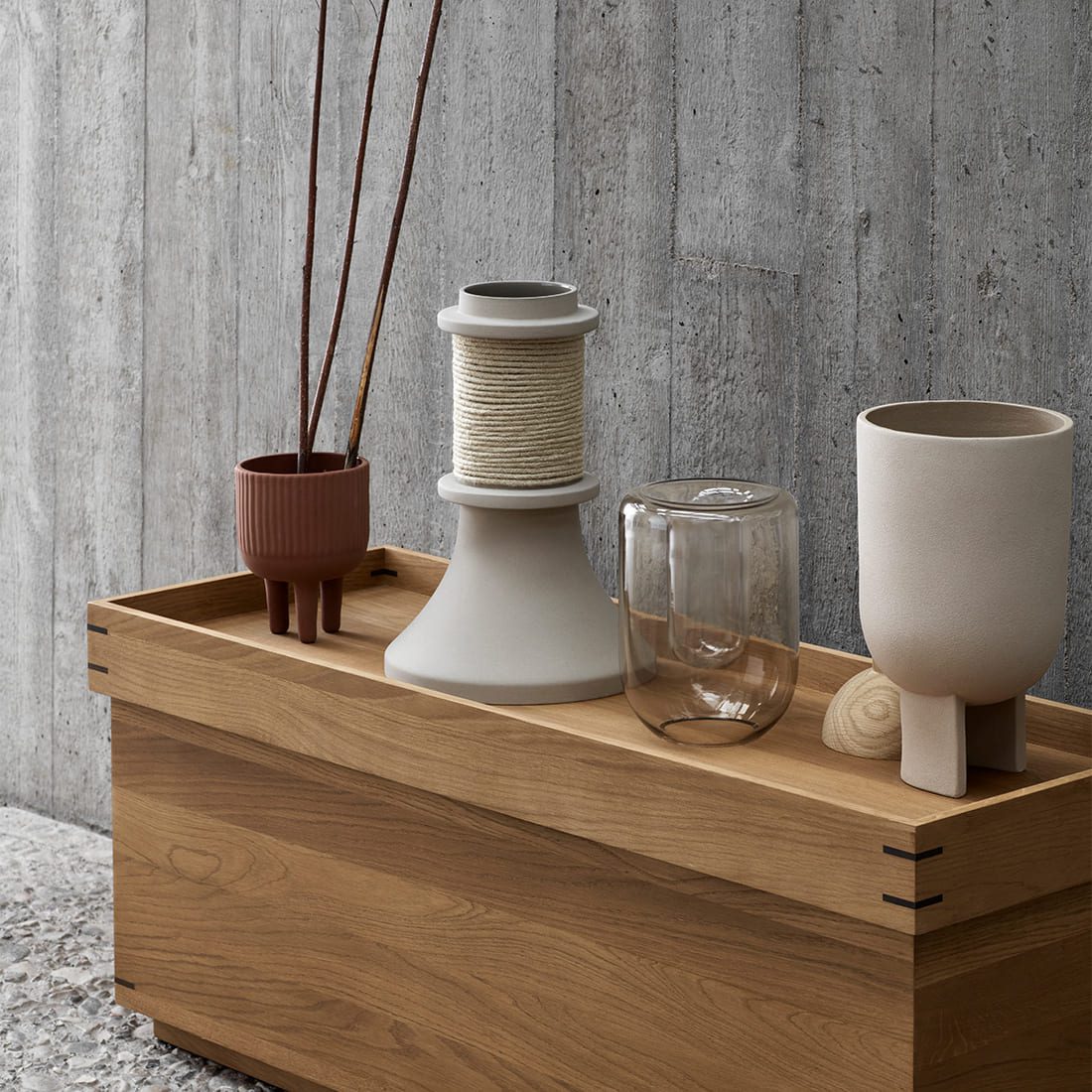 KRISTINA DAM STUDIO Rope Vase - 12.8 Inch Tall Modern Ceramic Home Decor for Living Room, Bedroom & Office | Perfect for Flower Arrangements and Minimalist Interior Design