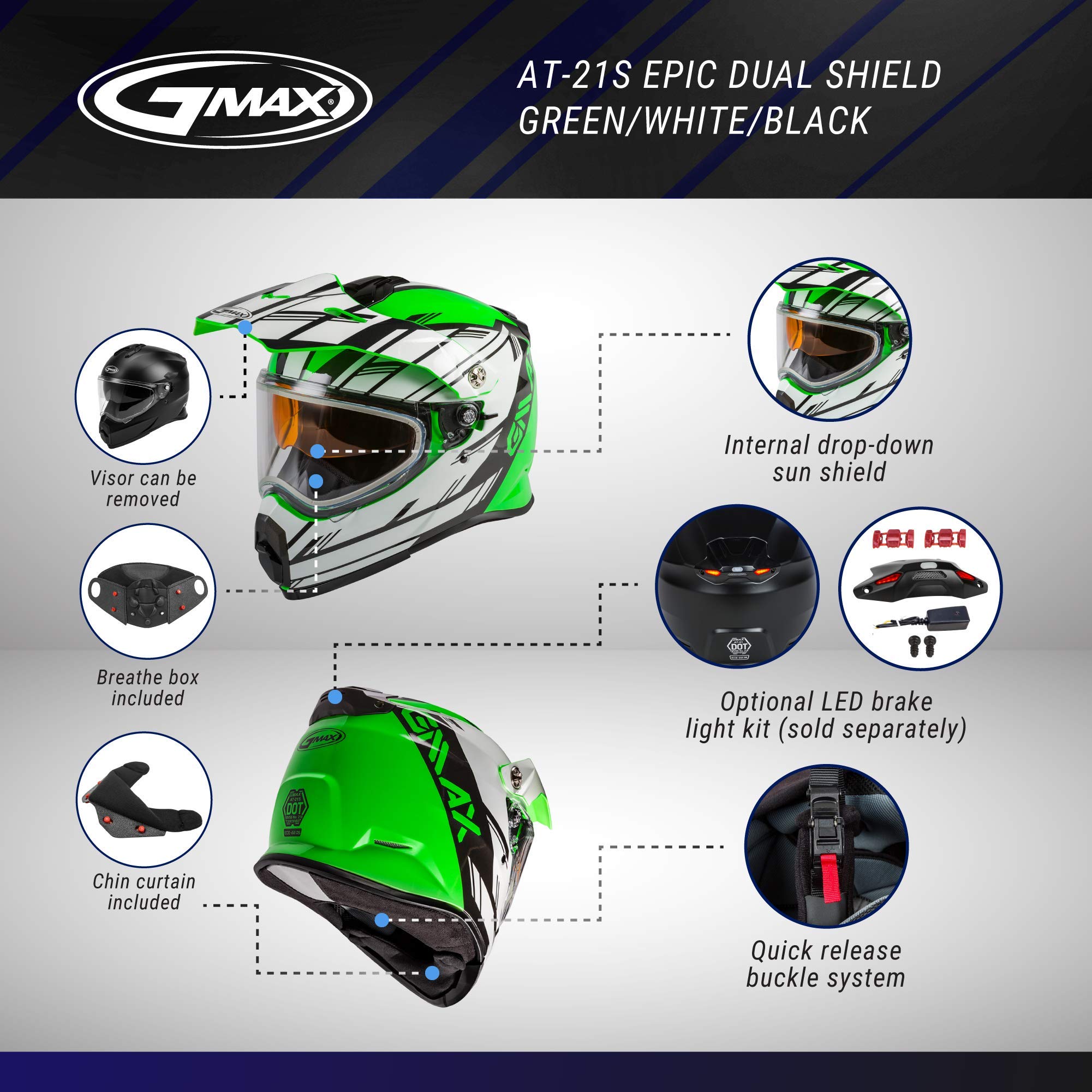 Gmax G2211054 Full Face Motorcycle Helmet - DOT Approved for Safety - Comfortable & Lightweight for Long Rides - Perfect for Street Biking & Racing