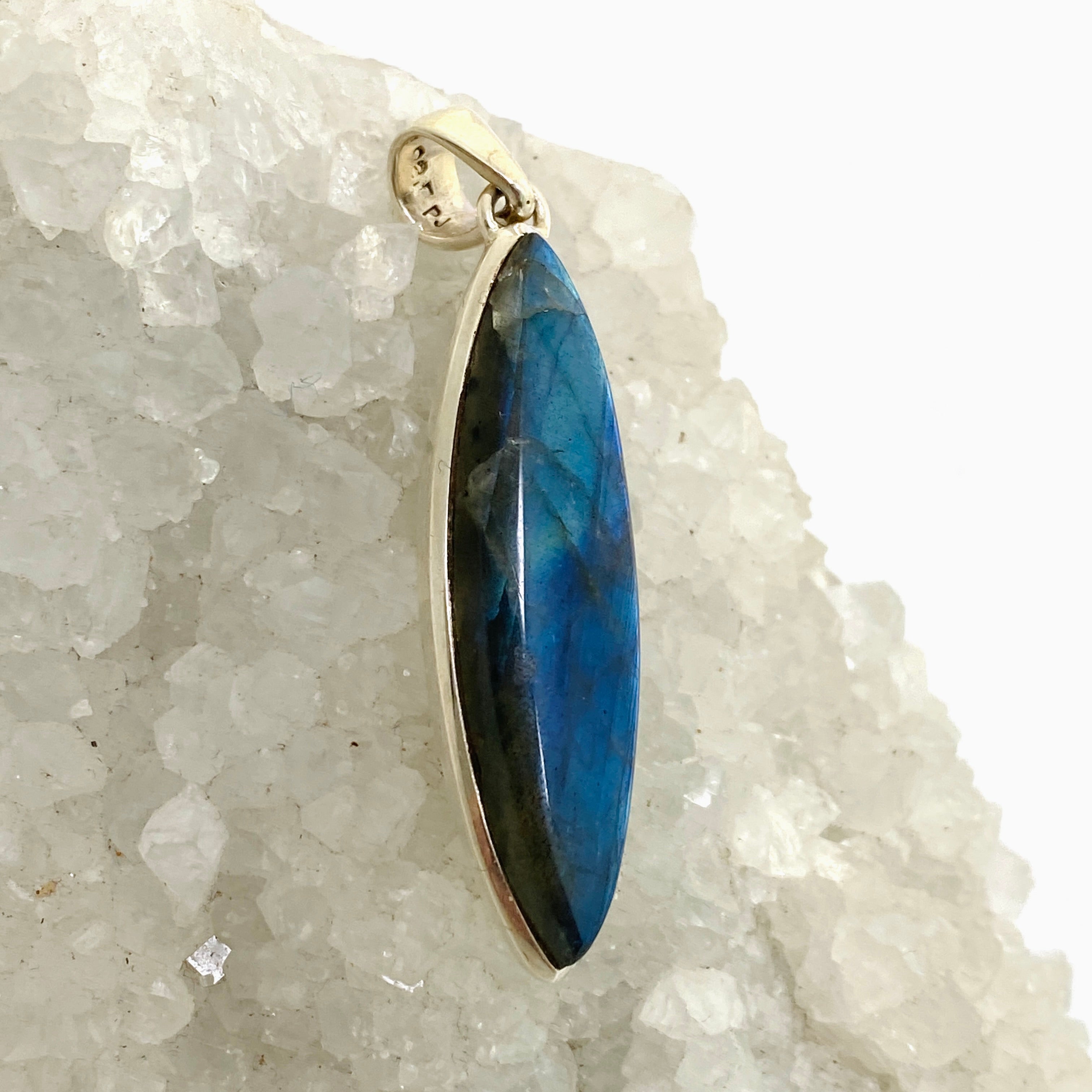 Natural Labradorite Marquise Cabochon Pendant Necklace - PPGJ1054 | Healing Crystal Jewelry for Meditation & Energy Work