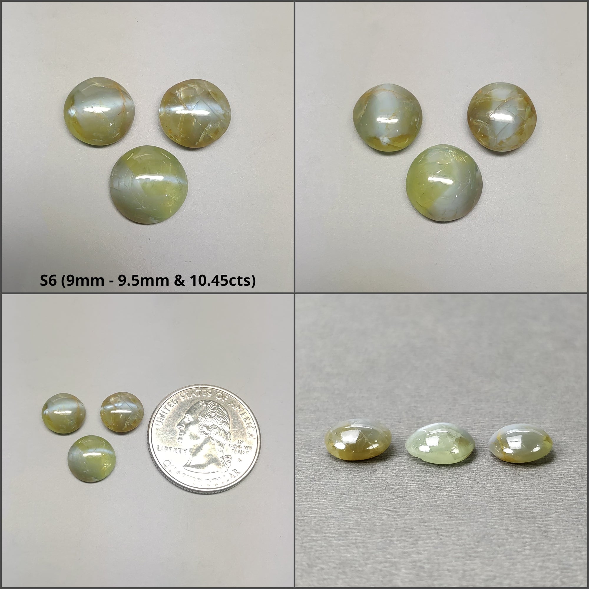 Natural Untreated Chrysoberyl Cat's Eye Gemstone Cabochon - Round & Oval Shapes (2pcs, 3pcs, 6pcs, 10pcs) | Healing Crystal for Jewelry Making, Meditation & Energy Work