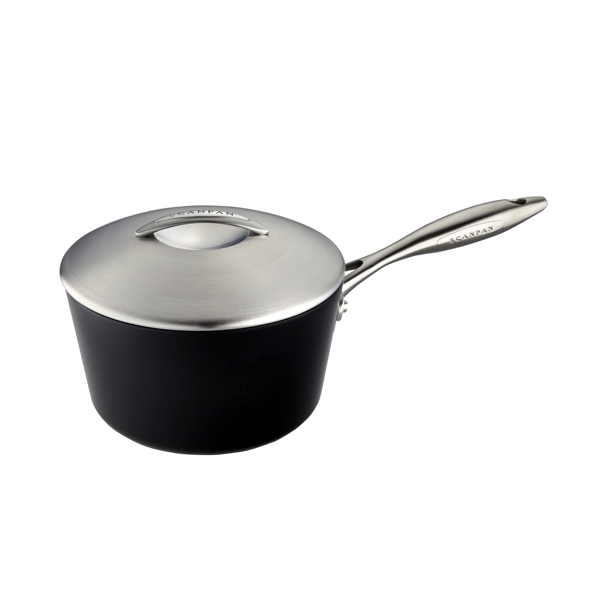 SCANPAN Professional 2 Quart Nonstick Saucepan with Lid - Dishwasher, Oven & Metal Utensil Safe Cookware - Made in Denmark - Perfect for Sauces, Soups & Simmering