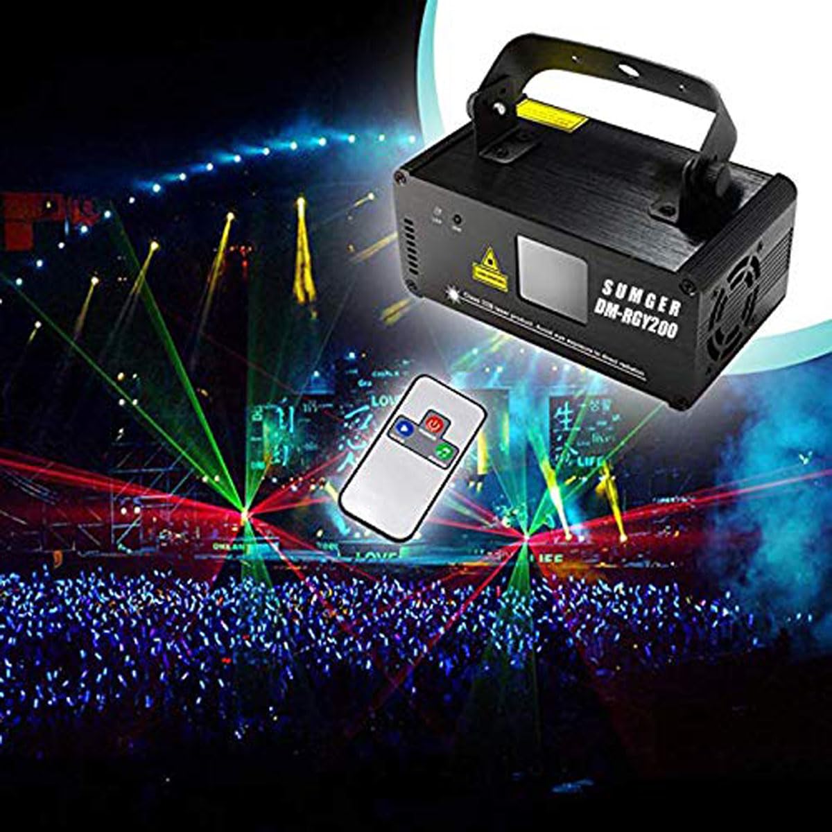 Professional DMX512 LED Stage Lights - RGBY Laser Scanner Beam Effect Light with Sound Activation & Remote Control for DJ, Disco, Church, Birthday, Christmas - Perfect for Indoor Shows, Bedroom, and Party Lighting