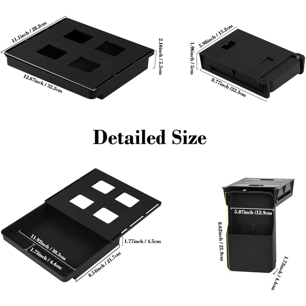 Under Desk Drawer Organizer Set - 2 Pack (Large & Small) Black Space-Saving Storage for Office & Home - Screw or Adhesive Mount Options - Perfect for Home Office, Dorm Room & Small Spaces
