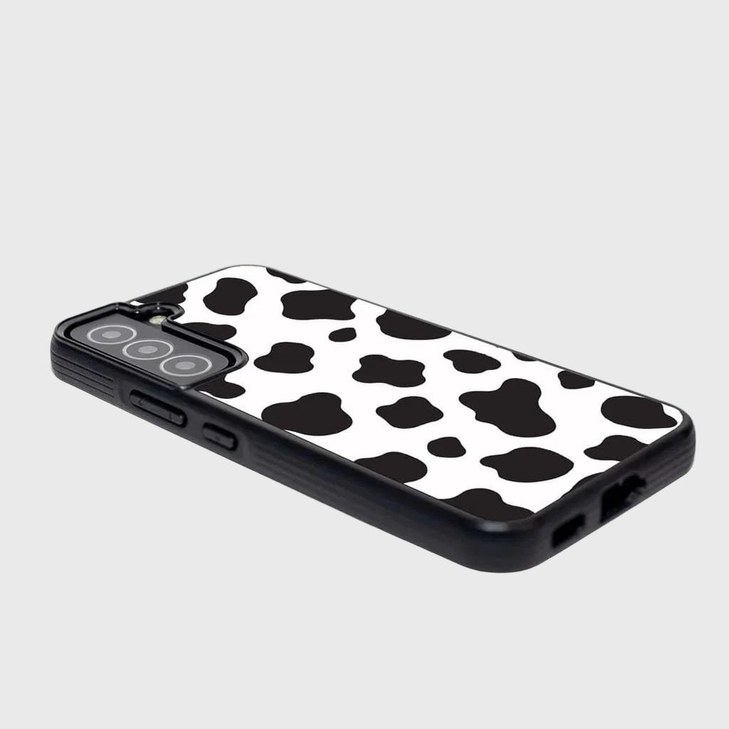 Black Cow Print Samsung Galaxy S22 Case - Durable Protective Phone Cover with Shock Absorption - Perfect for Everyday Use, Travel, and Fashion Accessory