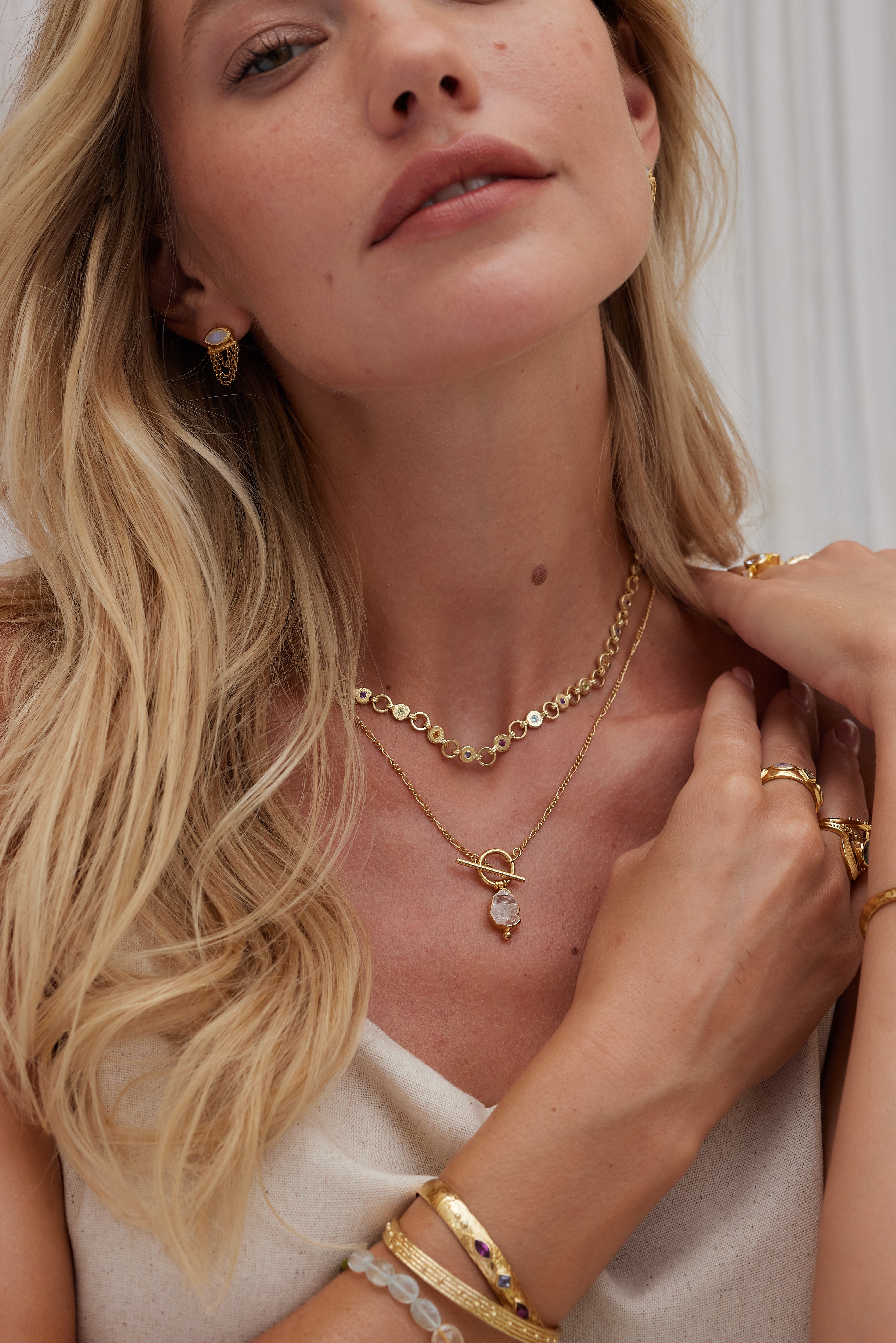 Herkimer Diamond Gold Necklace for Women - 14K Solid Gold Pendant Jewelry Gift for Her - Elegant Necklace for Everyday Wear & Special Occasions