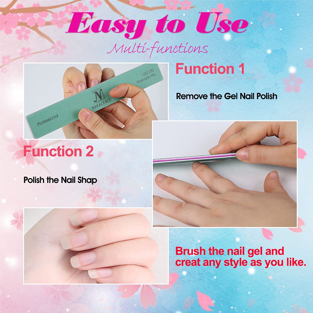 Professional 100/180 Grit Double-Sided Nail Files - Washable Dustless Emery Boards for Natural Nails, Manicures & Nail Art | Perfect for DIY Home Care & Salon Use