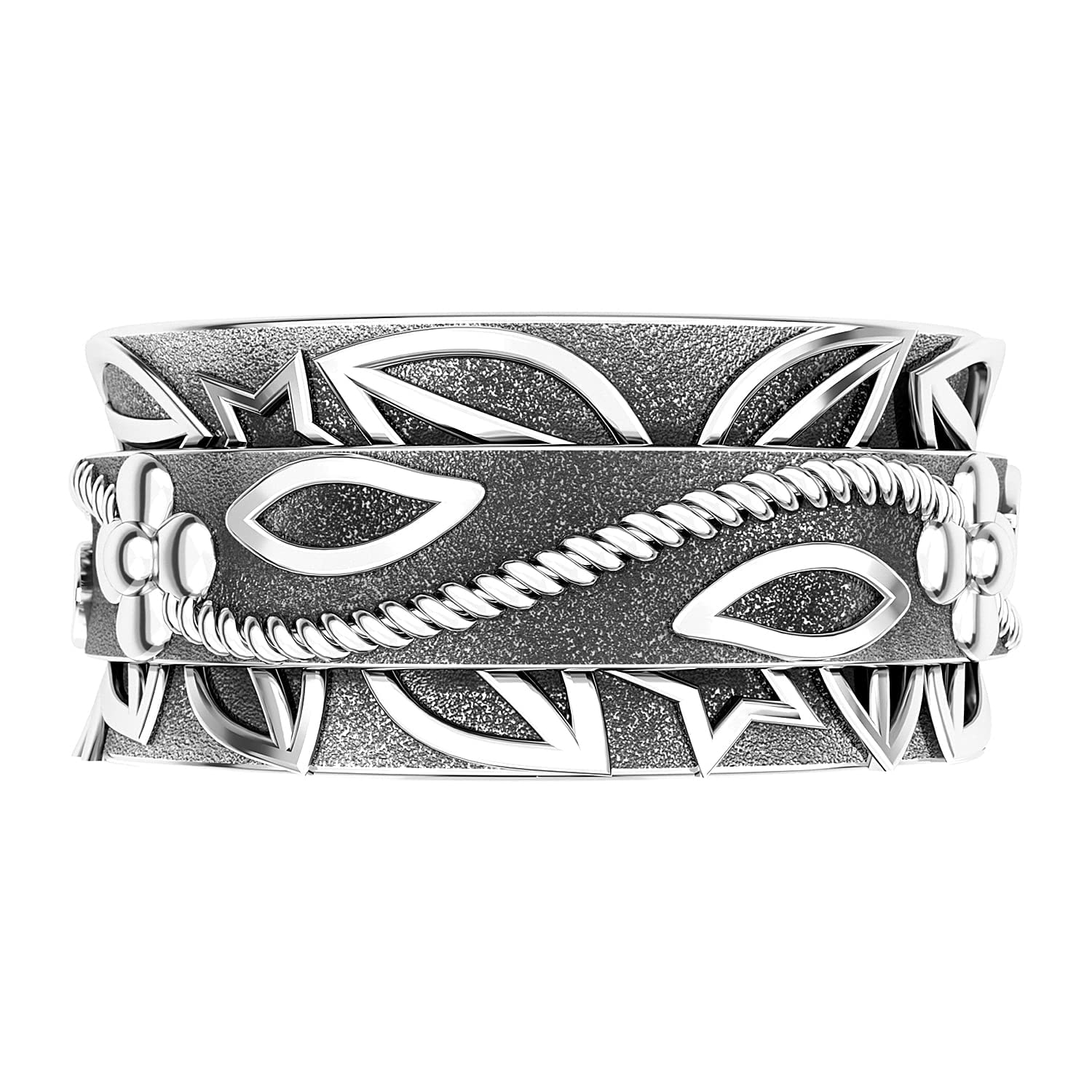 925 Sterling Silver Spinner Ring for Stress Relief - Handmade Boho Tribal Jewelry for Women & Men - Unique Oxidized Meditation Anxiety Reliever - Perfect Gift for Yoga, Mindfulness & Daily Wear