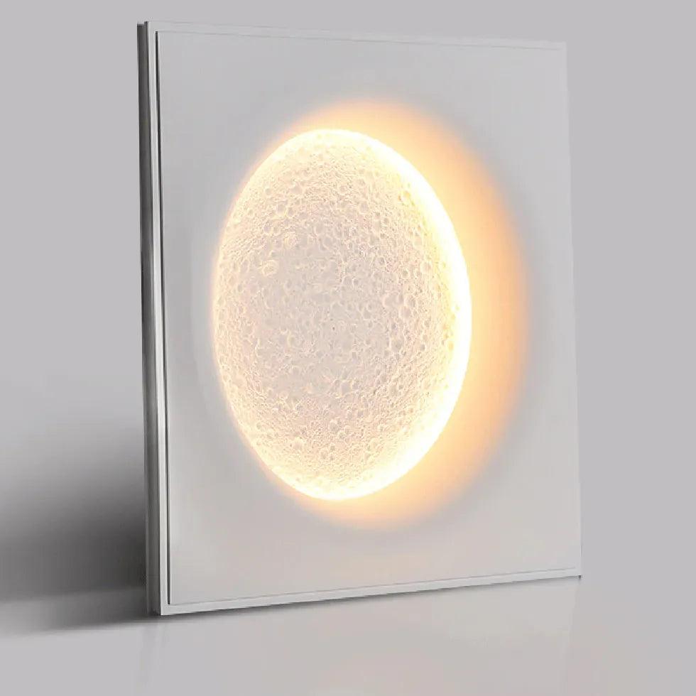 Modern White Moon Gypsum Flush Mount Wall Lights - Sleek Minimalist Ceiling Lighting for Bedroom, Living Room & Hallway