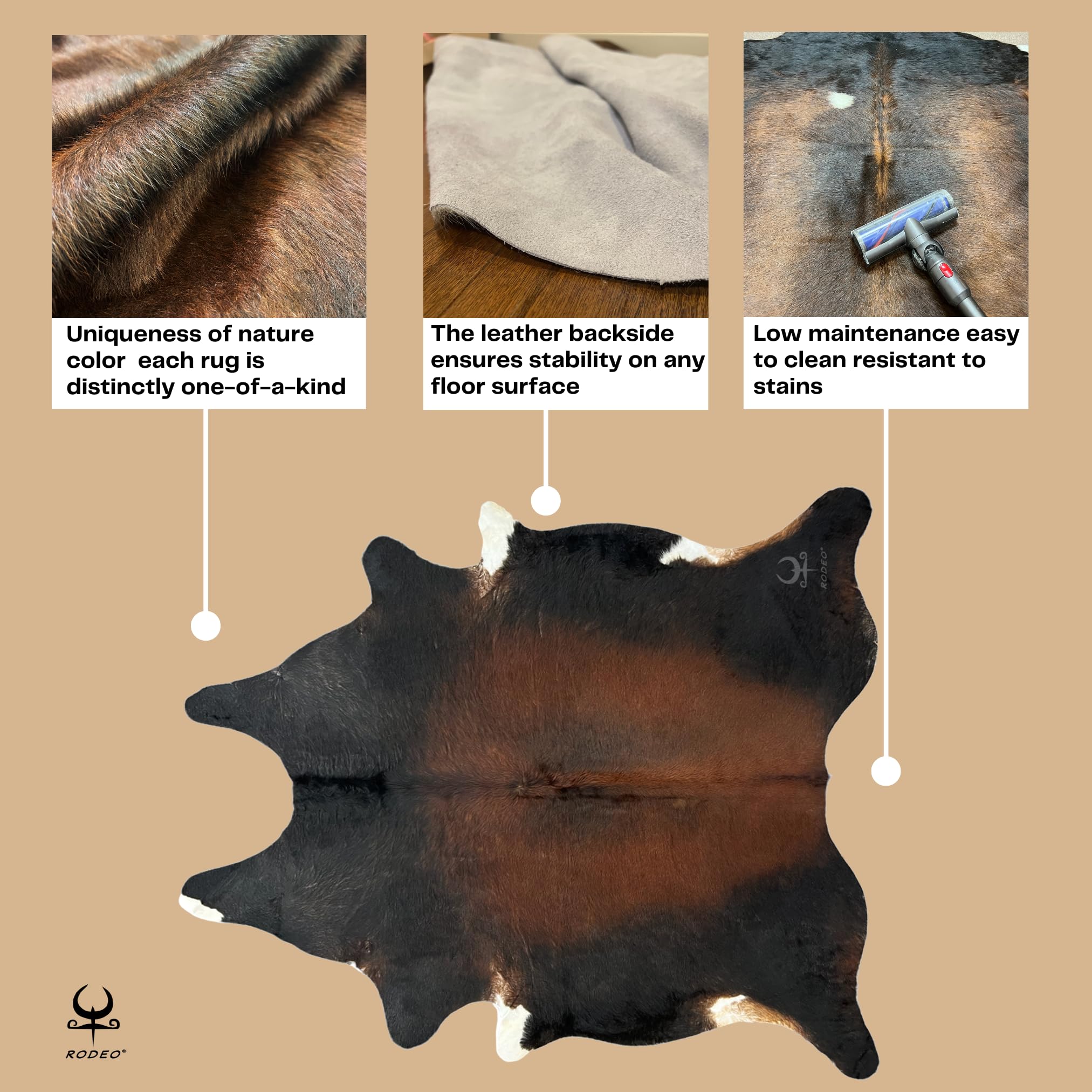 Premium Genuine Cowhide Rug - Durable & Easy to Clean Cow Print Area Rug - Ethically Sourced Hair-on Leather for Western, Ranch & Rustic Decor - Luxury XL Cowhide Rug (6x7-8 ft) - Perfect for Living Room, Bedroom or Cabin Floor Decor