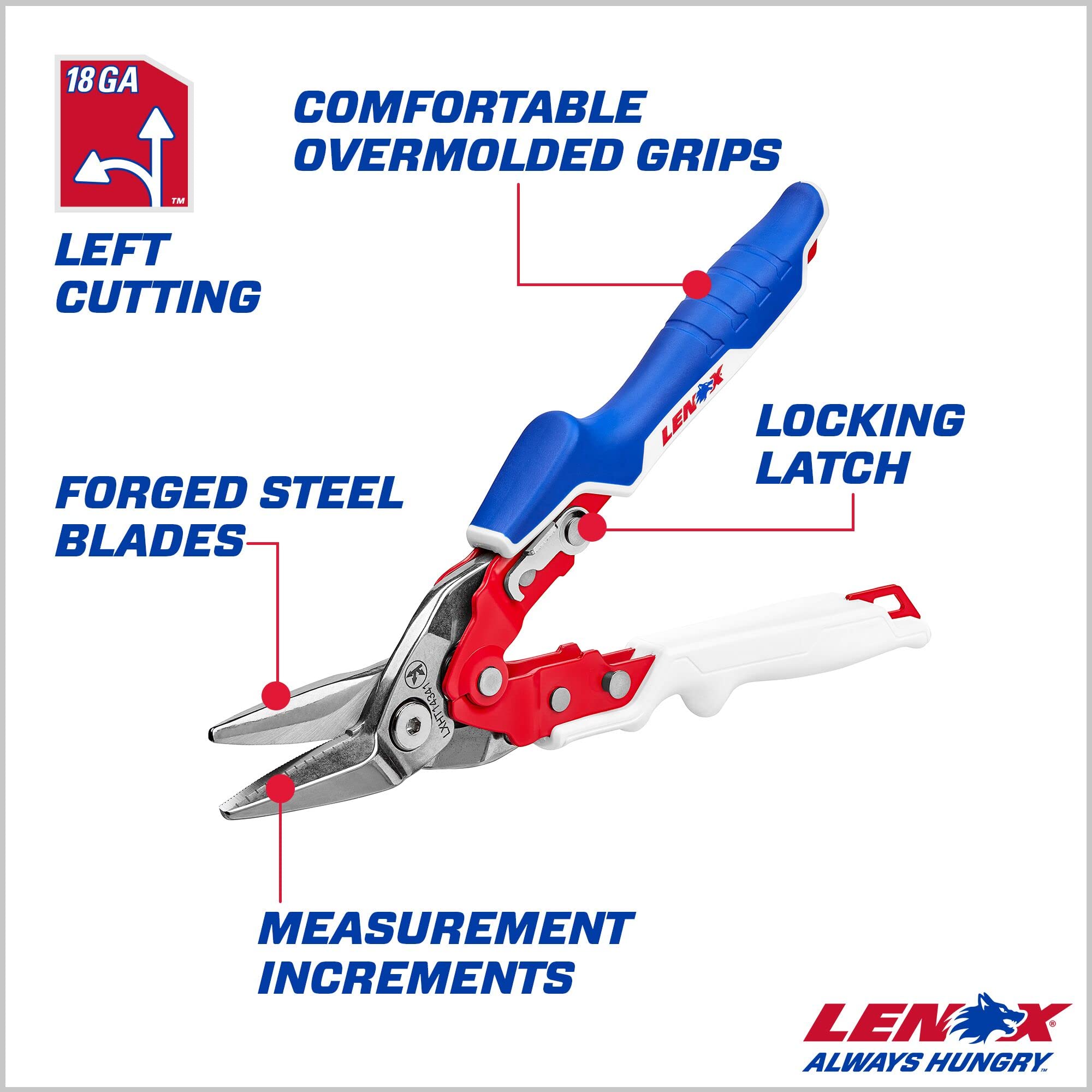 LENOX Aviation Snips Pliers with Durable Grip - LXHT14341 for Metal Cutting