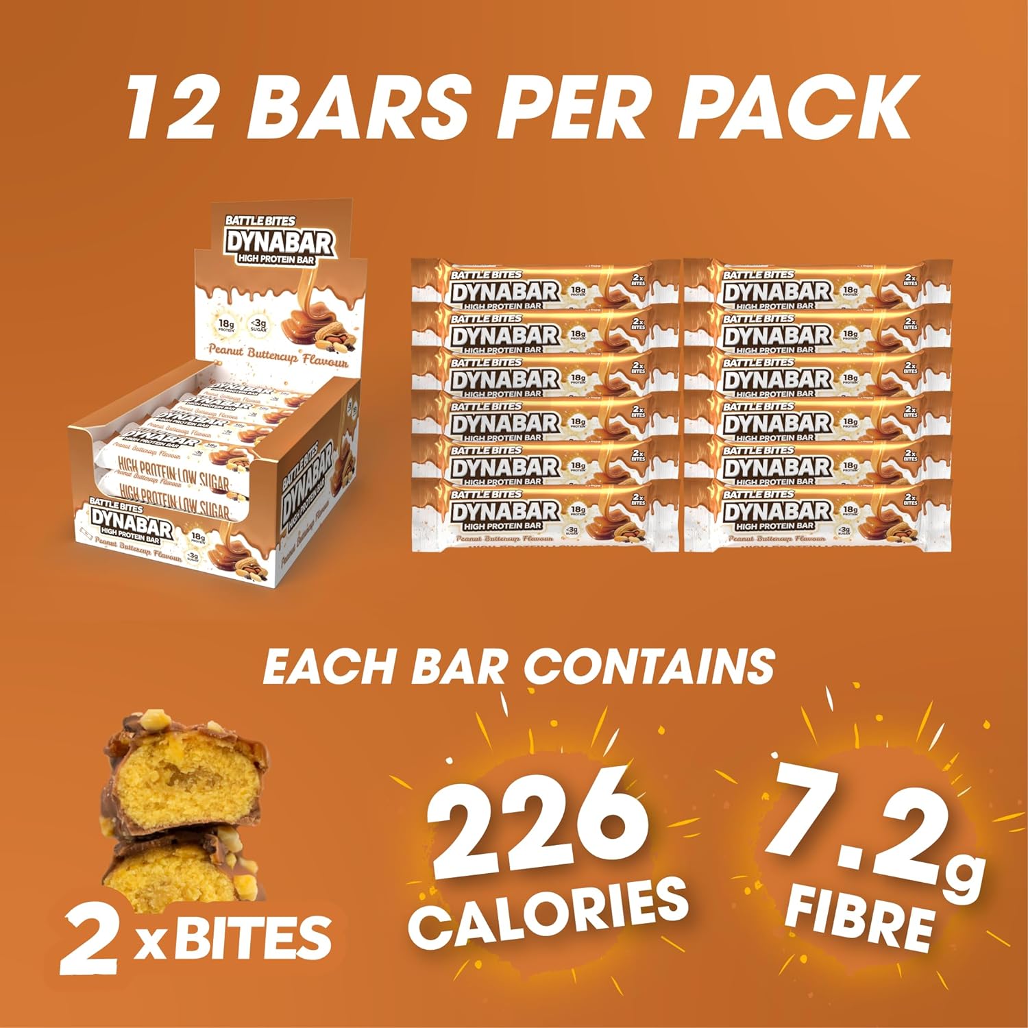 Battle Bites Dynabars - High Protein, Low Sugar Snack Bars (12 Pack) | Keto-Friendly, Gluten-Free Energy Bars for Workout & Weight Loss | Perfect for Gym, Hiking & On-the-Go Nutrition
