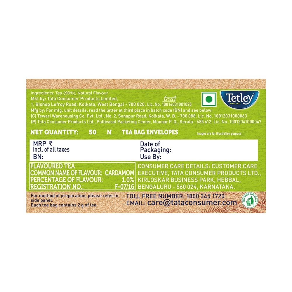Tetley Elachi Flavor Tea Bags - 50 Count | Premium Cardamom Infused Black Tea | Perfect for Relaxation, Afternoon Tea & Gifting