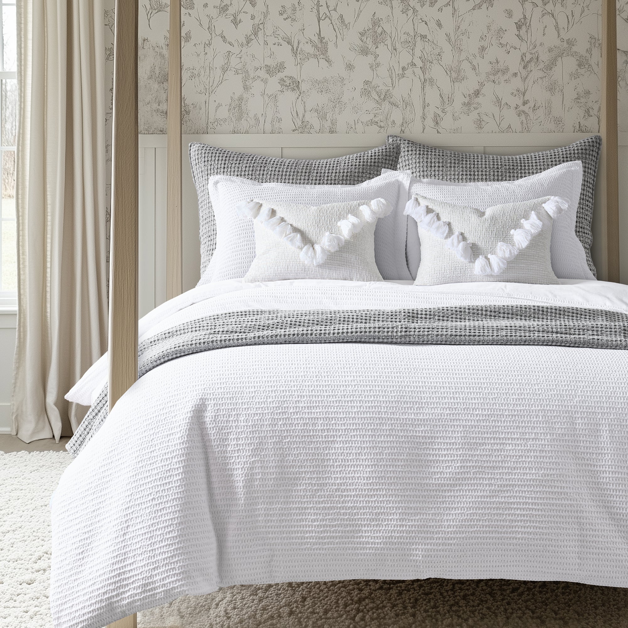 Premium Cloud Waffle Duvet Cover Set - Soft & Breathable Bedding - Queen/King Size - Luxury Textured Bedding for Cozy Sleep & Hotel-Style Comfort