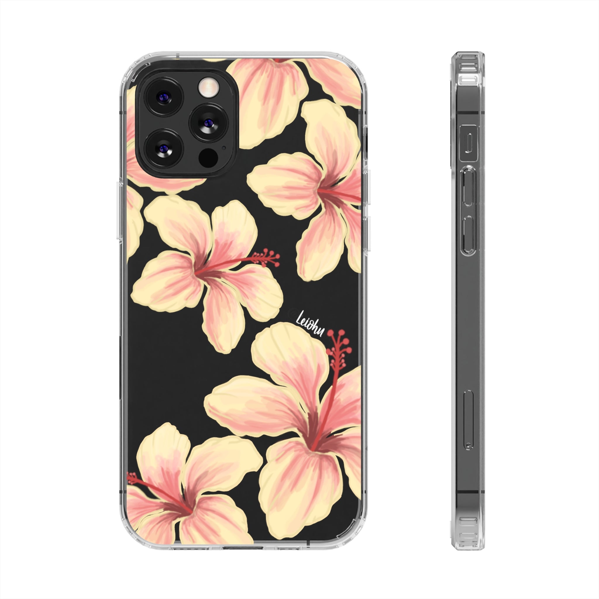 Premium Clear Hibiscus Ke'oke'o Phone Case - Shatterproof Protective Cover for iPhone & Samsung - Perfect for Beach, Travel & Everyday Use