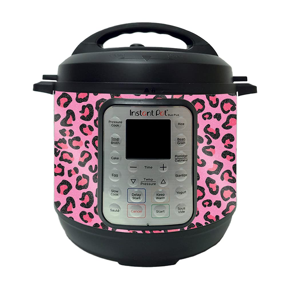 MightySkins Glossy Glitter Protective Skin Cover for Instant Pot Duo 6-QT | Pink Leopard Design | Durable High-Gloss Finish | Easy to Apply & Remove | Made in USA | Perfect for Kitchen Decor & Gift Giving