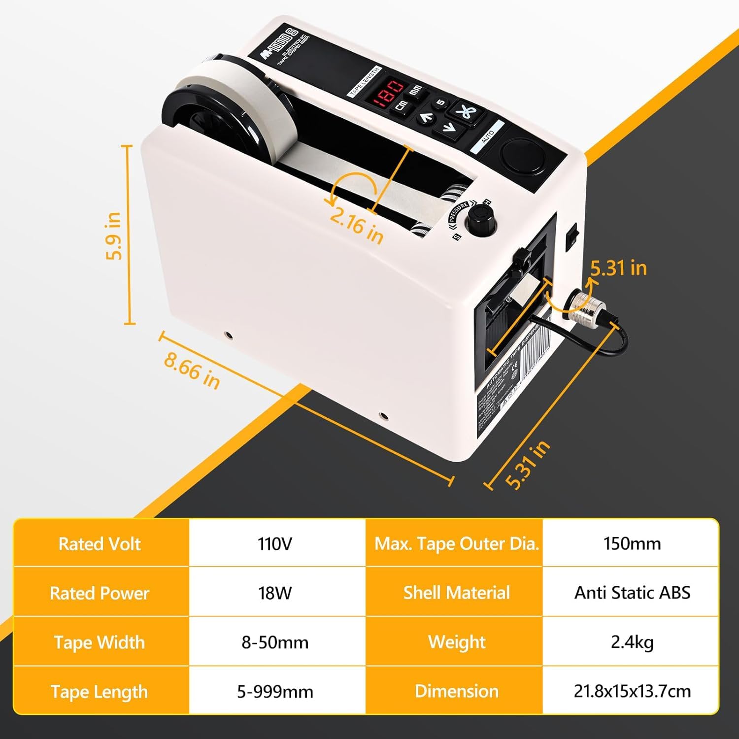 Tape Dispenser & Cutter for Office, Warehouse & Package Packing - Heavy Duty Tape Cutting Machine (Not for Ribbon) - Perfect for Shipping Boxes, Moving Supplies & Storage Organization