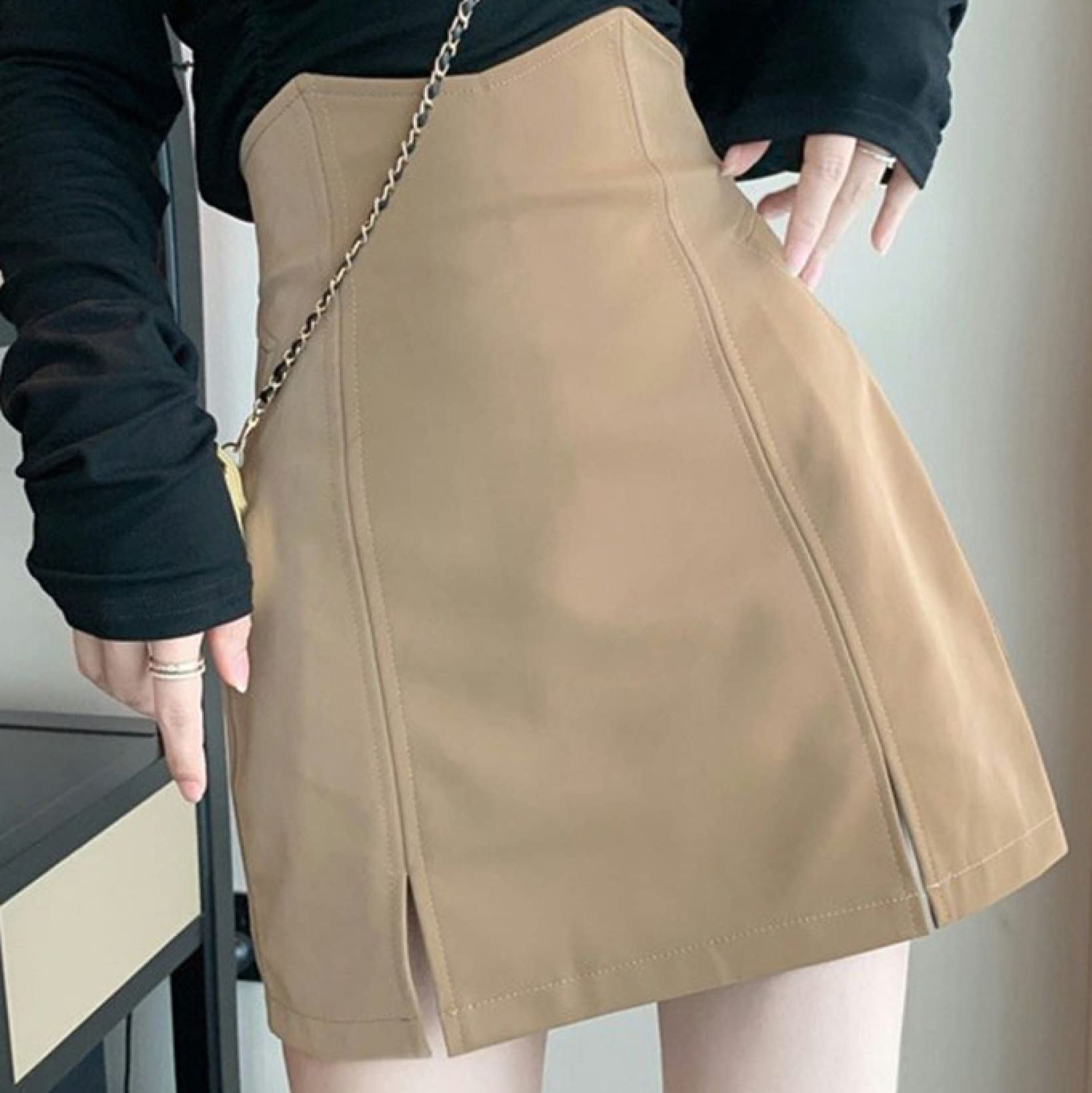 Women's Soft Matte Faux Leather High Waist Skater Skirt - A-Line Stretch Pencil Mini Skirt with Zipper | Sexy & Comfortable for Daily Wear, Party, Club, Date Night & Office Outfits