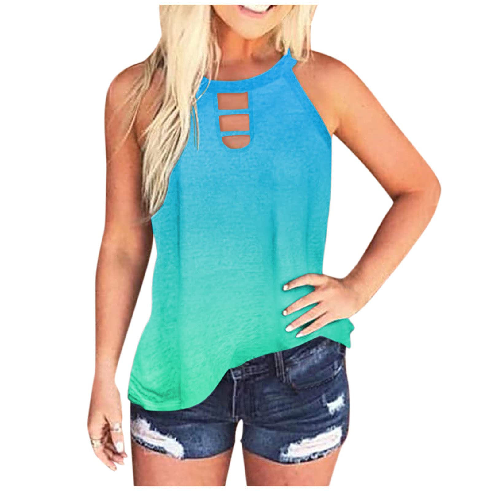 Pollyanna Keong Women's Tie Dye Tank Top - Workout & Summer Casual Tee