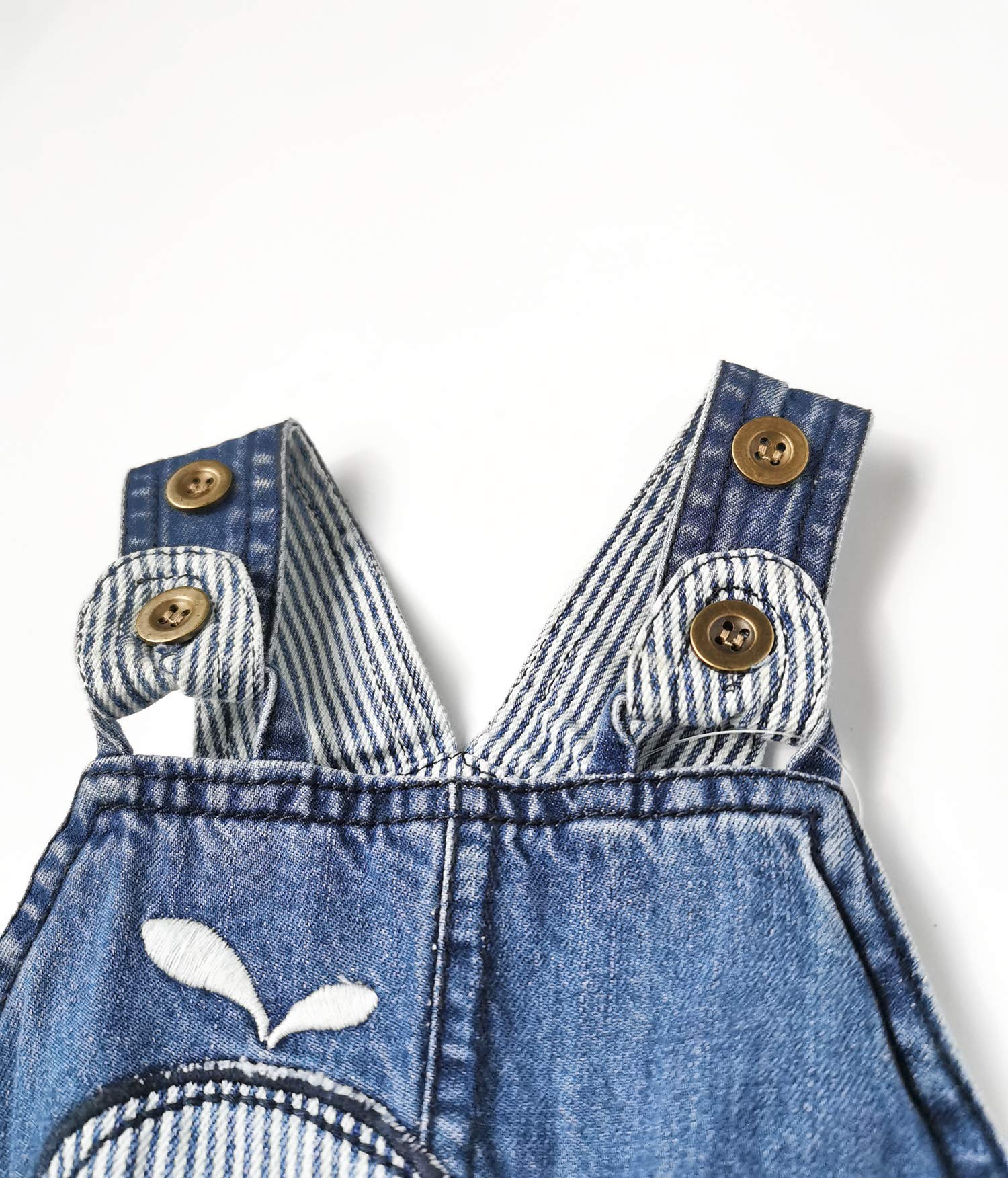 KIDSCOOL SPACE Baby Girls' Whale Embroidered Denim Overalls with Snap Legs for Easy Diaper Changes - Blue, 18-24 Months | Perfect for Playtime, Daycare & Casual Outings