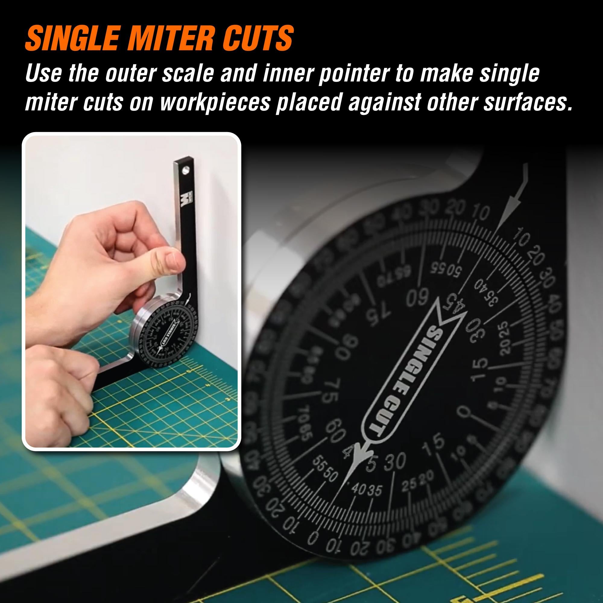WEN ME175P 7.25 Inch Aluminum Alloy Miter Saw Protractor with Laser Engraved Scales - Precision Angle Measuring Tool for Woodworking, Carpentry & DIY Projects