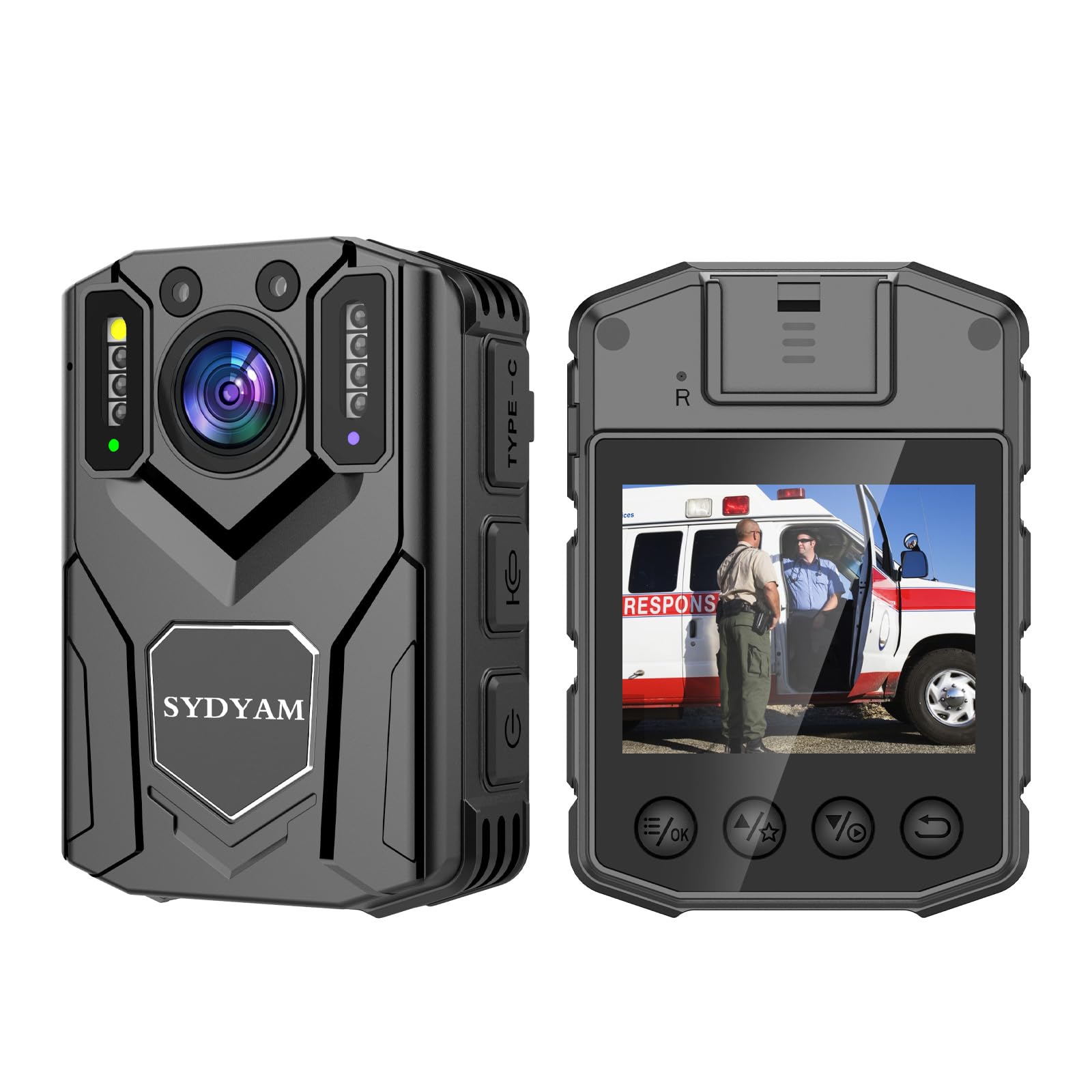 SYDYAM-Z5 2K 1440P Body Camera with 128GB Storage - 8-10 Hours HD Recording, IP67 Waterproof, Audio & Video Recorder - Ideal for Police, Security Guards, Hiking, Meetings & Daily Patrols