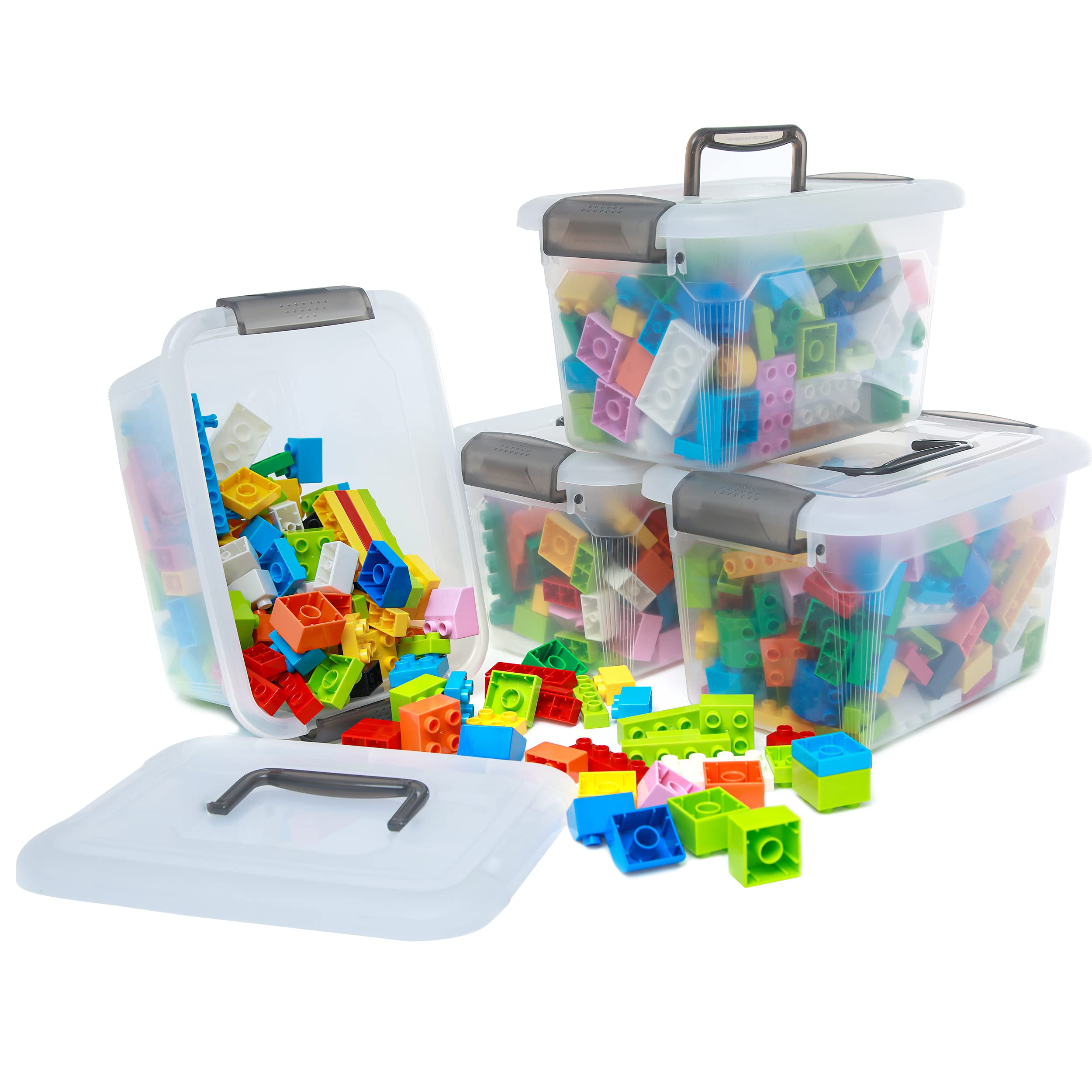 6-Piece Stackable Storage Bins with Bamboo Lids - Home & Office Organization