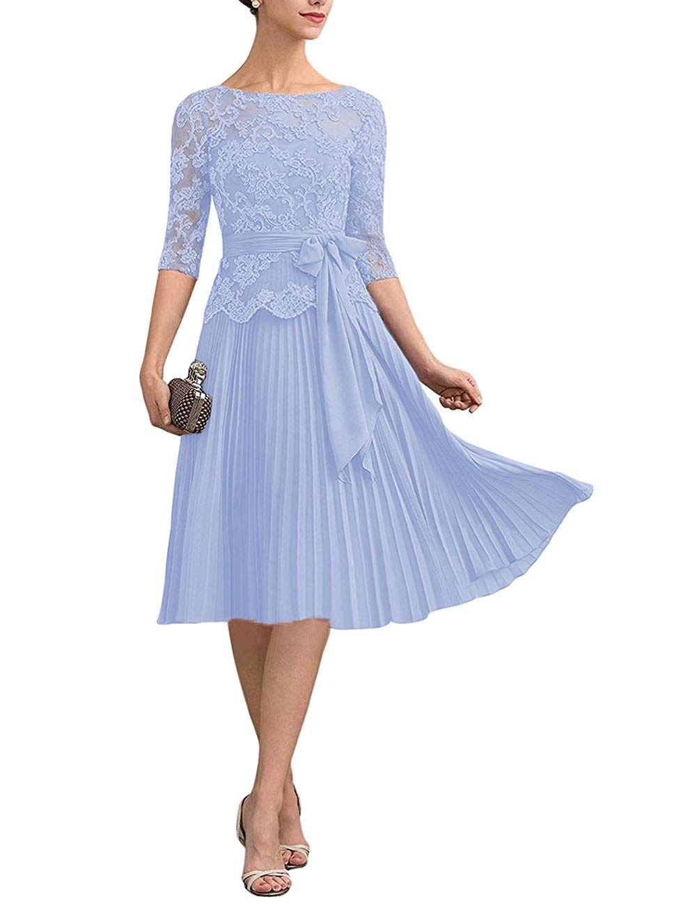 Elegant Short Sleeve Lace Mother of The Bride Dress - Formal Prom Gown with Applique Details for Wedding, Cocktail Party & Special Occasions