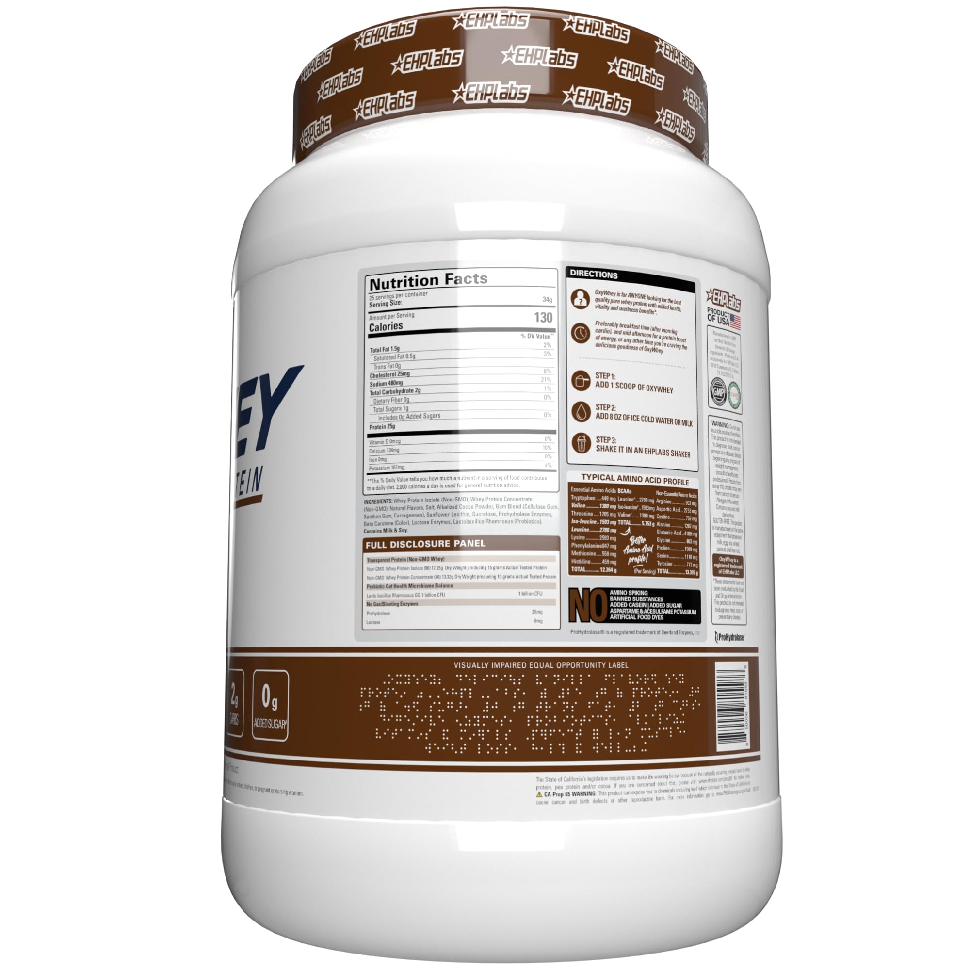 EHP Labs OxyWhey Protein Powder - 2lb Whey Protein Isolate for Muscle Growth & Recovery - Ideal for Gym Workouts, Weight Loss & Post-Workout Nutrition