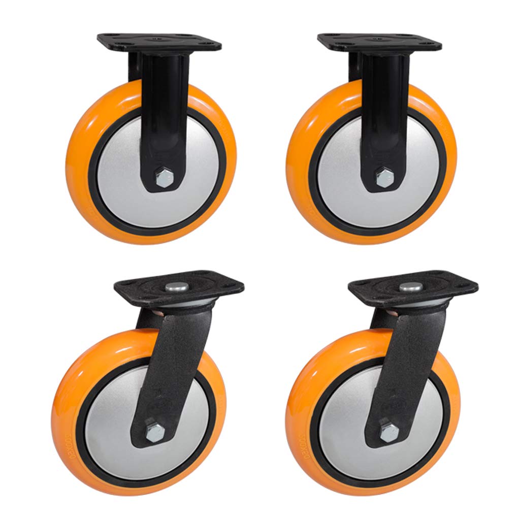 4 Pcs Heavy-Duty Silent Rubber Casters with Brakes - Universal Swivel & Locking Wheels for Furniture, Carts, and Workbenches - Smooth Rolling & Noise-Free Mobility
