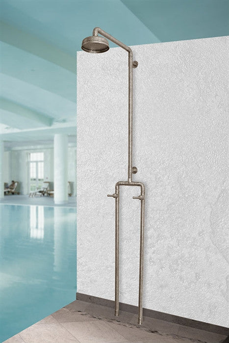 Premium Floor Mount Exposed Shower System with Adjustable Rainhead - Luxury Bathroom Upgrade for Spa-Like Experience