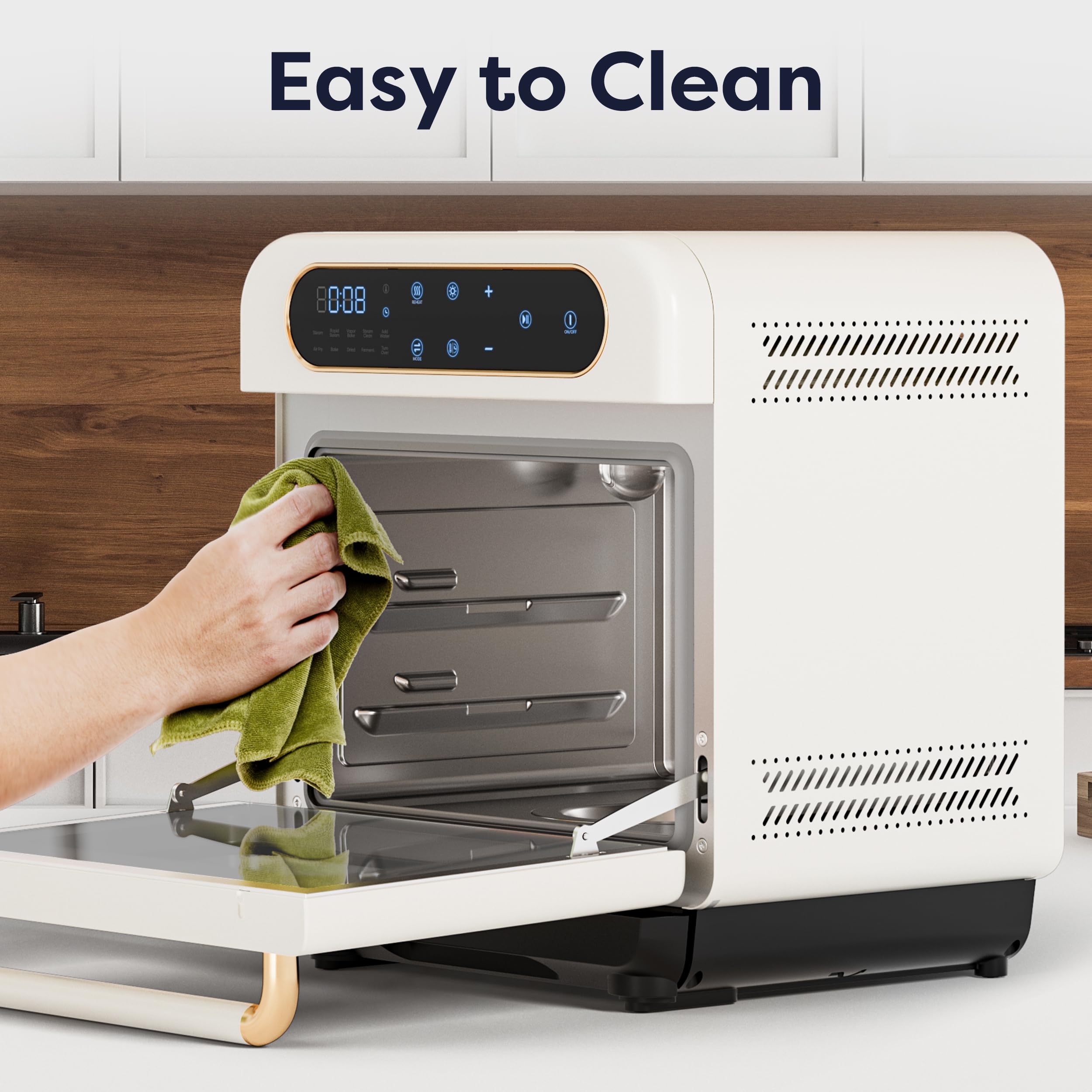CIARRA 8-in-1 Air Fryer Steam Oven Countertop - 12L Mini Toaster Oven with Steam, Air Fry, Bake, Dehydrate & Ferment Functions | Perfect for Healthy Cooking, Meal Prep & Small Kitchens | White