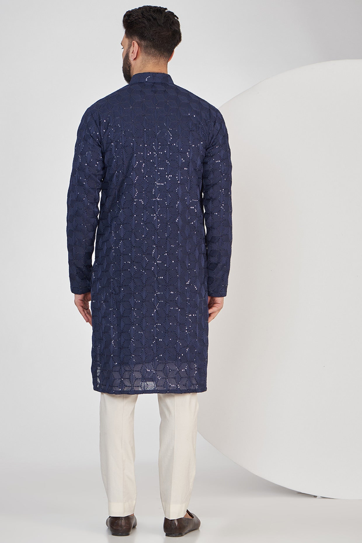 Elegant Navy Blue Chikankari Kurta for Women | Traditional Indian Embroidered Tunic Top | Perfect for Festivals, Weddings & Casual Wear
