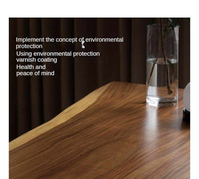 Premium Black Walnut Solid Wood Dining Table with Natural Edge - Large Top for Kitchen, Dining Room & Home Decor