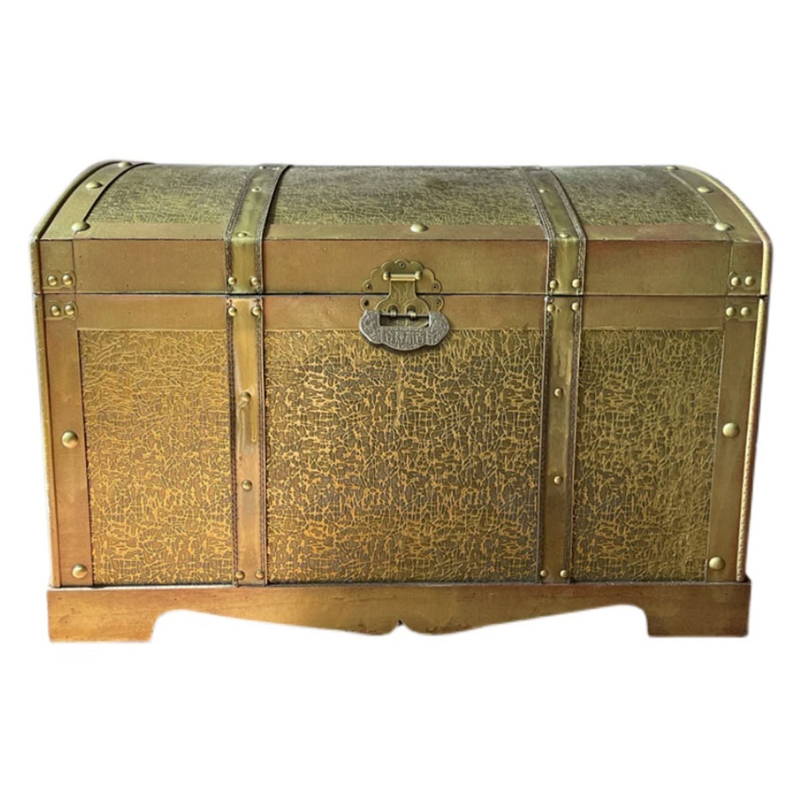 Vintage Suitcase Retro Storage Box with Lock - Antique Wooden Treasure Chest for Home Decor, Photography Props & Pirate Themed Parties (Gold, 70x43x46cm) - Perfect for Vintage Displays, Wedding Decor & Window Decoration