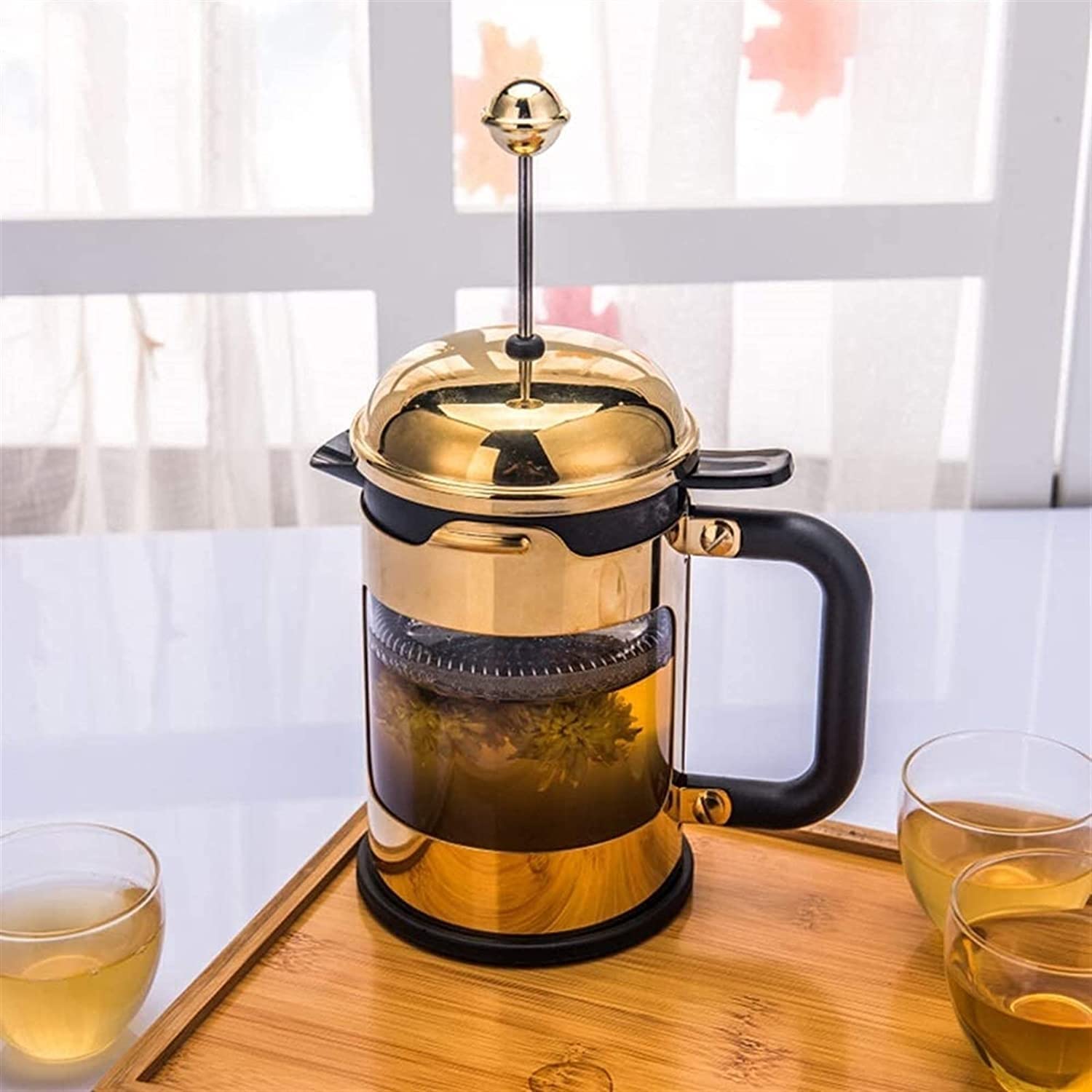 Premium French Press Coffee Maker - 304 Stainless Steel & Borosilicate Glass, BPA-Free, Heat Resistant, Easy to Clean - Perfect for Home, Office & Camping Coffee Brewing