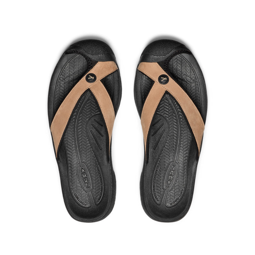 Men's Waimea Leather Flip Flops - Cornstalk & Black | Comfortable Beach Sandals for Summer Vacation & Poolside Relaxation