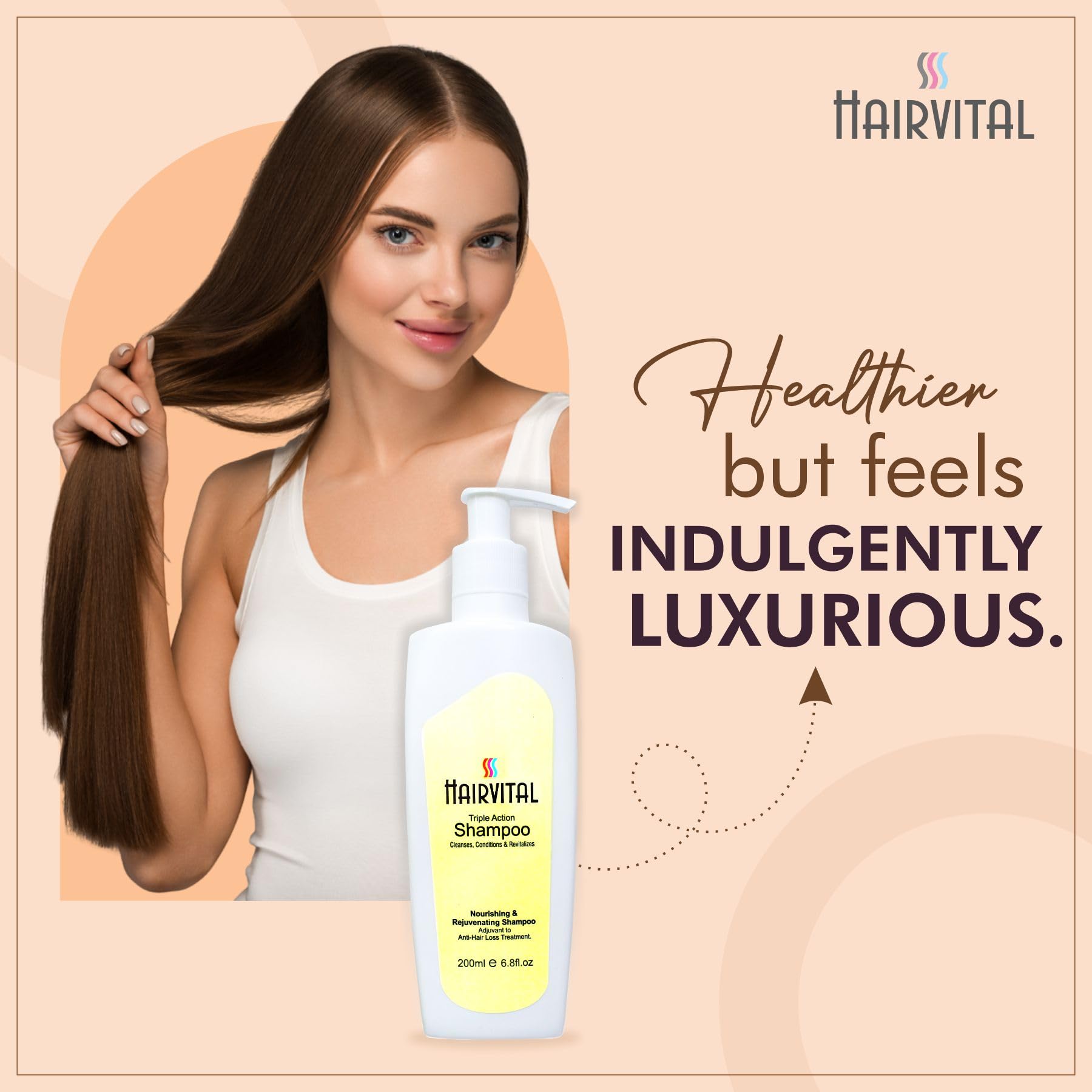 Hairvital Shampoo and Conditioner Set with Natural Aloe Vera, Jojoba Oil & Vitamin E - Hydrating Treatment for Dry, Frizzy Hair - Promotes Hair Growth - 200ml - Perfect for Daily Hair Care & Salon-Quality Results at Home
