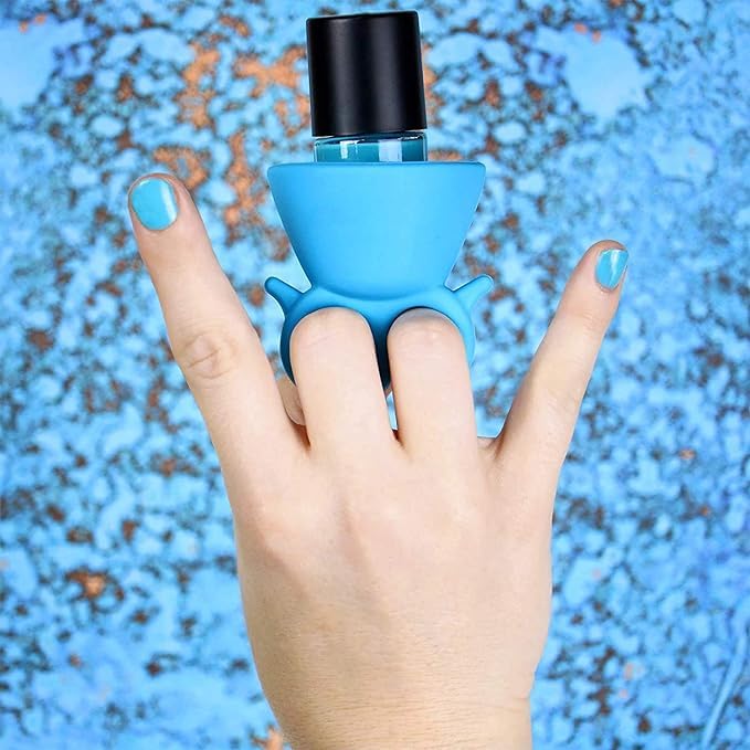 Krupanidhi Silicone Round Nail Polish Bottle Holder Stand - Wearable Nail Art Accessory for Manicure & Pedicure | Ring Finger Nail Polish Tool | Beauty Salon & Home DIY Nail Care Essential (2-Pack) - Perfect for Professional Nail Technicians & At-Home Nail Enthusiasts