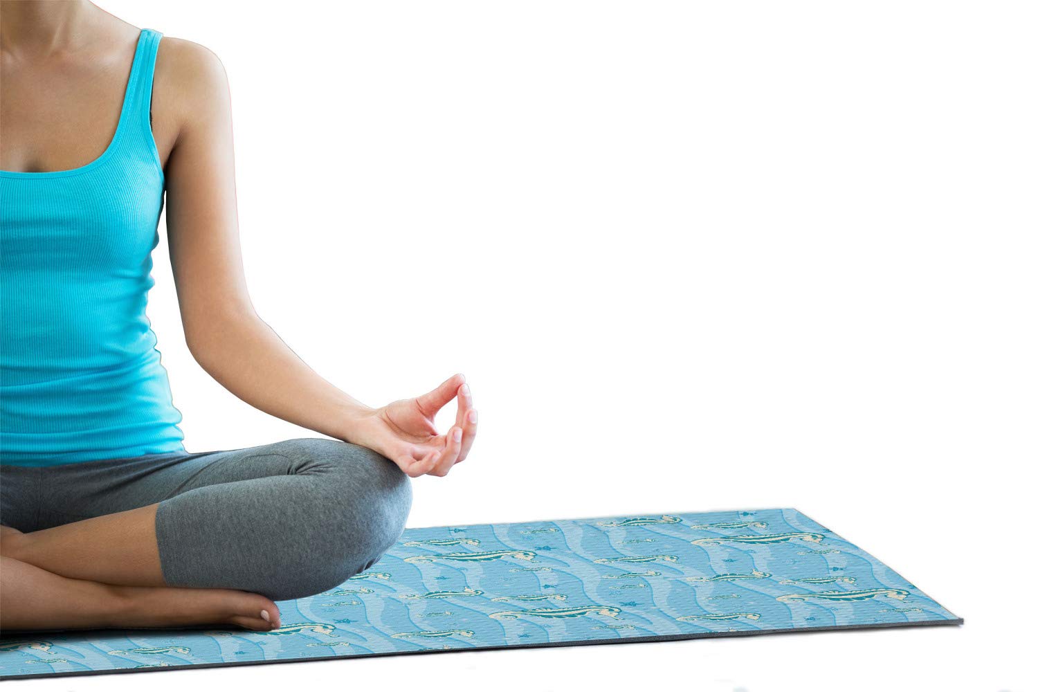 Ambesonne Non-Slip Yoga Mat Towel - Cartoon Seahorse Design for Yoga & Pilates, 25